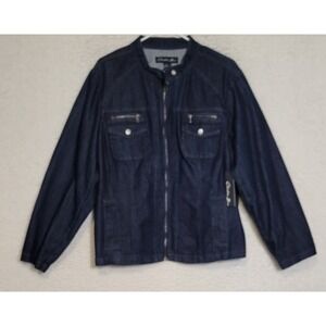 NEW NWT Christiana Zinn Denim Blue Jean Jacket Stretch 2X Dark Wash Women's 1027